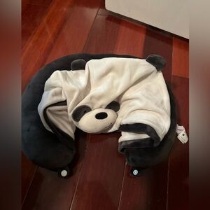 Miniso Japan Panda Hat Hooded Soft Neck Pillow Travel Flights Grey & White New